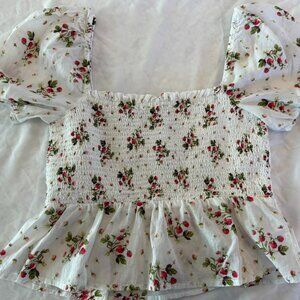 Women's Jcrew off-the-shoulder smocked peplum top